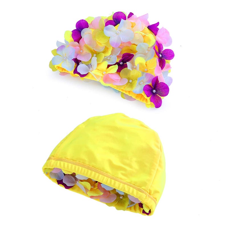 WINOMO Swim Cap Floral Petal Stylish Swimming Hat Bathing Caps for Women (Colorful) - Image 4